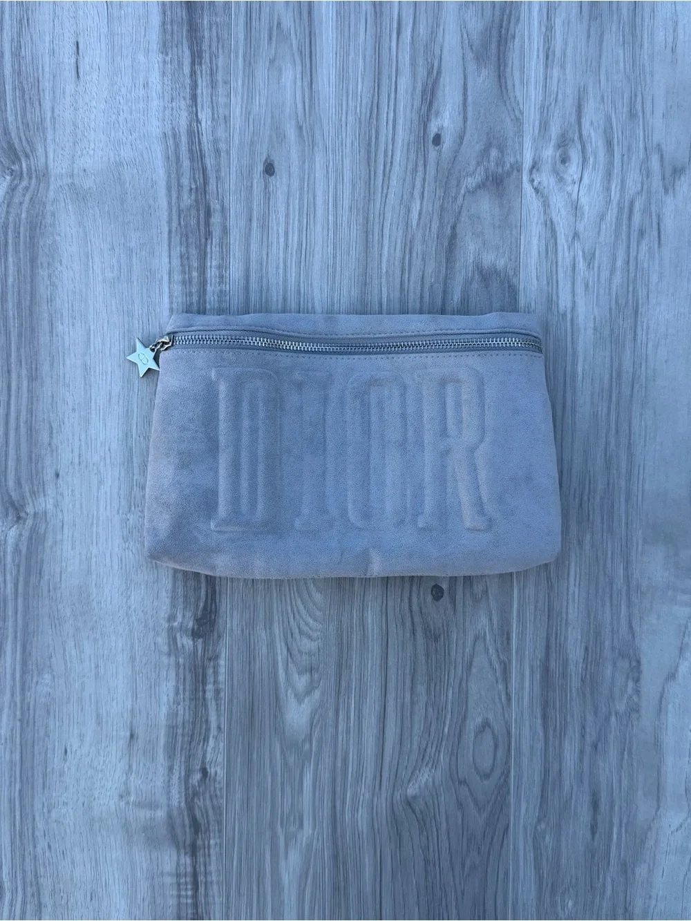Dior Beauty Gray Suede Cosmetics Make Up Bag